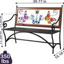 39.7" Outdoor Bench, Garden Bench, Patio Bench with Armrest, Slatted Seat and Butterfly Pattern Backrest for Outside, Front Porch, Park, Lawn, Backyard and Balcony, Cast Iron Metal Frame, Black