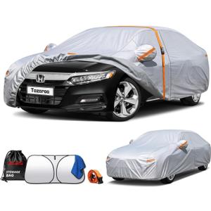 Car Cover Waterproof All-Weather,Heavy-Duty Outdoor Full Exterior Automobiles Sedan/Coupe (Length 186-193 inch) with Windshield Sun Shade Universal Fit Toyota Camry, Tesla Model 3, Accord etc