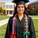 Mexican American Graduation Lei, Class of 2026 Ribbon Lei with Honors Cord and Wristband, USA Mexico Graduation Leis Accessories for Grads, Congrats Gifts for High School College