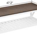 ChooChoo Farmhouse Coffee Table, Rustic Vintage Living Room Table with Shelf, 47 White