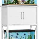 5-10 Gallon Fish Tank Stand, Metal Double Aquarium Stand with Cabinet for Fish Tank Accessories Storage, Heavy Duty 20.5" L* 11.02" W Tabletop, 500LBS Capacity White PG06YGW