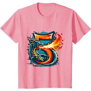 Turning 5 Years Old Birthday Boy Dragon 5th Bday Girl T-Shirt, 2T
