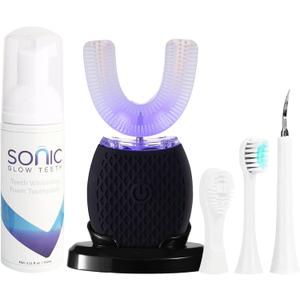 Ultrasonic Toothbrush for Adults - Automatic Electric Toothbrush with Soft Bristles Waterproof & Washable Rechargeable Portable Design with Wireless Charging 30'' Timer for Travel & Home Use (Black)