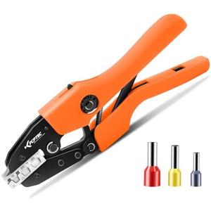 KF CPTEC Ferrule Crimping Tool for Wire Ferrules and End Sleeves, AWG 2-10 (6-35mm²) - Heavy Duty Electrical Terminal Crimper