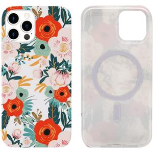 Magnetic Case for iPhone 12 / iPhone 12 Pro 6.1 inch Compatible with MagSafe Charging Soft TPU Bumper Slim Shockproof Protective Cute Cover with Screen Protector(Blooming Pink Floral)
