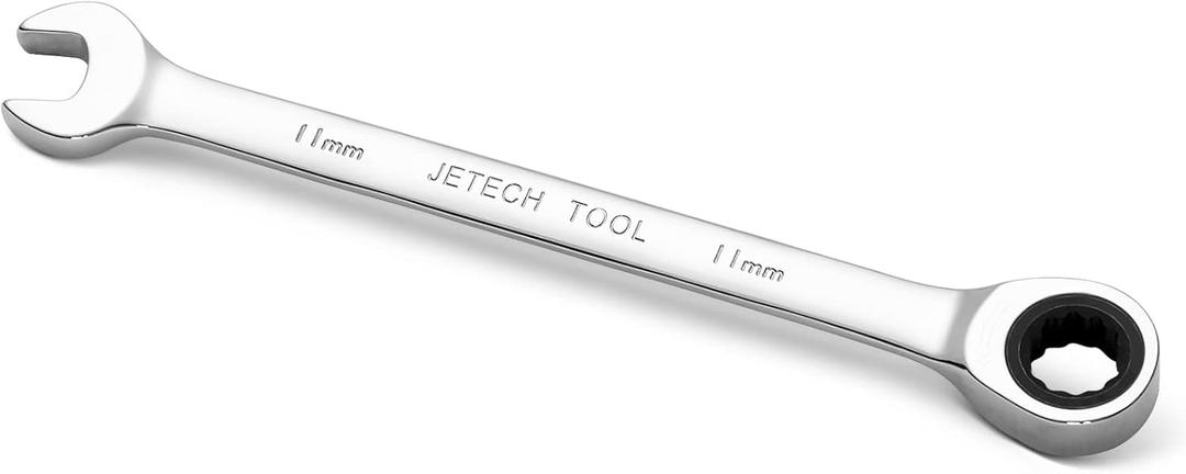 2 x Jetech 11mm Ratcheting Combination Wrench, Industrial Grade Gear Wrench with 12-Point 72-Tooth Ratchet, Forged and Heat-Treated Cr-V Steel, Metric