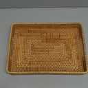i-lan 13 Inch Handcrafted Serving Tray Rectangle Rattan Display Tray Plates with Cutout Handles and 2" Wall,Wicker Ottoman Coffee Table Decor Basket Tray Organizer Platter for Snack, Candy, Fruit,S (13.4" x 9.8" x 2")