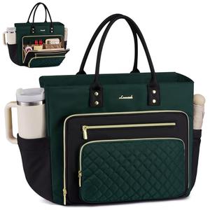 LOVEVOOK Laptop Tote Bag for Women With Large Cup Holder, Work Bags Teacher Nurse Bag, 15.6 Inch Professional Briefcase Business Travel Large Purses Handbag Gifts, Diaper Bag With Multi-Pockets