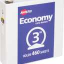 Avery Standard View 3 Ring Binder, 3" Round Rings, 460-Sheet Capacity, 3.5 Inch Wide Spine, 1 White Binder, Ideal for Lightweight Organization and Occasional Referencing (05741)