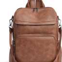 Anti-Theft Backpack Purse for Women, Convertible 3-in-1 Vegan Leather Backpack with Hidden Zipper, Adjustable Shoulder & Crossbody Bag for Travel and Daily Commute (A Two Toned Brown)