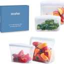 Stasher Silicone Reusable Storage Bags, 4-Pack Starter Kit, Reusable Freezer Bags, Microwave, Dishwasher, Oven Safe, Sous Vide, Premium Lunch Containers, Eco Friendly, Food Storage Bags, Clear | Reusable Food Bags