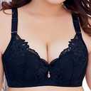 ESETAY Push up Bra for Women Underwire Bra Deep V Soft Padded Everydays Bra Black 44DD