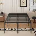Yicensen 22 Inch High Queen Bed Frame Rounded Corner No Box Spring Needed, Heavy Duty Metal Queen Size Platform Bed Frame, Easy Assembly, Noise Free, Black