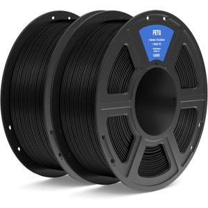 ELEGOO PETG Filament 1.75mm Black 2KG, 3D Printer Filament Dimensional Accuracy +/- 0.02 mm, 2pcs 1kg Spool(2.2lbs) Fits for Most FDM 3D Printers