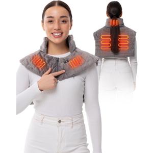 HENNCHEE Heating Pad for Neck and Shoulders and Back Pain Relief, Battery Wireless Heated Wrap Weighted Neck Warmer Grey