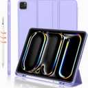 iMieet iPad Pro 13 Inch Case (M5/M4) 2025/2024 with Pencil Holder, Trifold Stand Smart Case with Soft TPU Back, Auto Wake/Sleep (Light Purple)