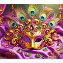 BlissYard Golden Mardi Gras Backdrop Masquerade Party Decorations Banner 71 x 43 inch Mardigras Carnival Celebration Party Photo Booth Photography Background New Orleans Masquerade Party Supplies (Feathered Mask#005)