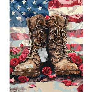 Clendo Independence Day Paint by Numbers Kit for Adults Beginners, 4 of July Acrylic Boots Adult Paint by Number Kits on Canvas, Digital Oil Number Painting Kits for Home Decor 16"x20"