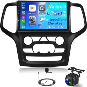 NHOPEEW [4+64G] for Jeep Grand Cherokee Android Stereo 2014 2015 2016 2017-9 Inch IPS 1280 * 720 Touchscreen Car Radio with Wireless Carplay and Android Auto/DSP/GPS/SWC + AHD Backup Camera