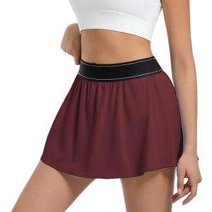 Tennis Skirts for Women Golf Mini Match Point Skirts Athletic Skorts for Workout Sports Running Pickleball Skater(Light Brown,Small)