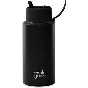 frank green - Ceramic Reusable Bottle - Stainless Steel Water Bottle With Straw, Insulated Water Bottle, Metal Water Bottle - Flip Straw Lid - 34oz - Midnight