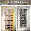 48 Pockets Over The Door Shoe Organizer, Large Mesh Hanging Shoe Rack, 6-Column Heavy Duty Shoe Storage for Sneakers and Heels, Behind Door Holder for Entryway Bedroom Dorm College, Beige