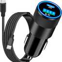 【Apple MFi Certified】iPhone 16 Car Charger, Rombica 52.5W PD/QC Car Power Cigarette Lighter Adapter USB C Fast Charging with Type-C Braided Cord for iPhone 16/16 Pro Max/15/15 Pro/Galaxy S25/S24/Pixel, 2 packs 