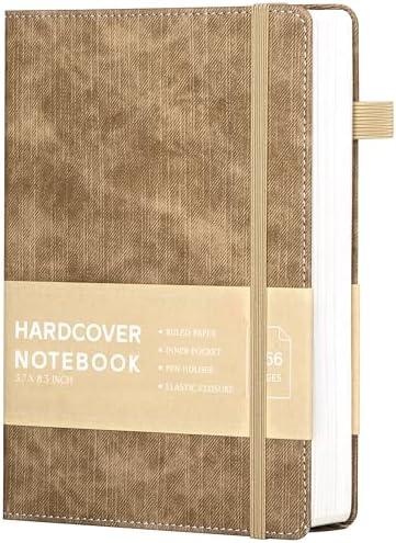 CAGIE Lined Journal Notebook, 256 Pages Leather Journals for Men Women, 100 GSM Smooth Paper Hardcover Journal for Writing, Travel, Work and Office, Portable Size 5.7 x 8.3 Inch
