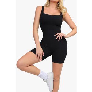 Popilush Shapewear Jumpsuits for Women Built-in Bra Square Neck Rompers Shorts Bodycon Bodysuits Summer Outfits
Color: Black, Size: Large