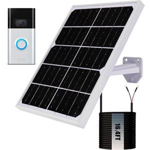 Solar Charger for Ring Doorbell, 10W Solar Panel Pefect for Ring Video Doorbell 3/3+/4, Battery Video Doorbell 3 Plus, IP65 16.4ft Waterproof Charging Cable, 360Adjustable Mount