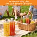 Glass Juice Bottles with Lids 25 oz Reusable Glass Water Bottles with Stainless Steel Caps 4 Pack, BPA Free,Leak Proof,Dishwasher Safe,for Refrigerator, Juicing, Iced Coffee, Cold Brew