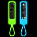 [2 Pack] Firestick Remote Cover, Replacement for FireStick Streaming Media Device |Firesticktv 4k+ 2021 | Fire 4K Max | Fire Stick Lite |Fire Stick Cube | (Sky Blue Glow & Green Glow)
