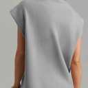 Saodimallsu Womens Cap Sleeve Sweater Top Summer Crew Neck Trendy Going Out Loose Knit Shirt (Gray)