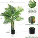 AnTing 4FT Artificial Golden Cane Palm Tree 15Leaves Faux Triple Tropical Palm Plants with Pot for Gift Home Office Decor Green (Set of 2)