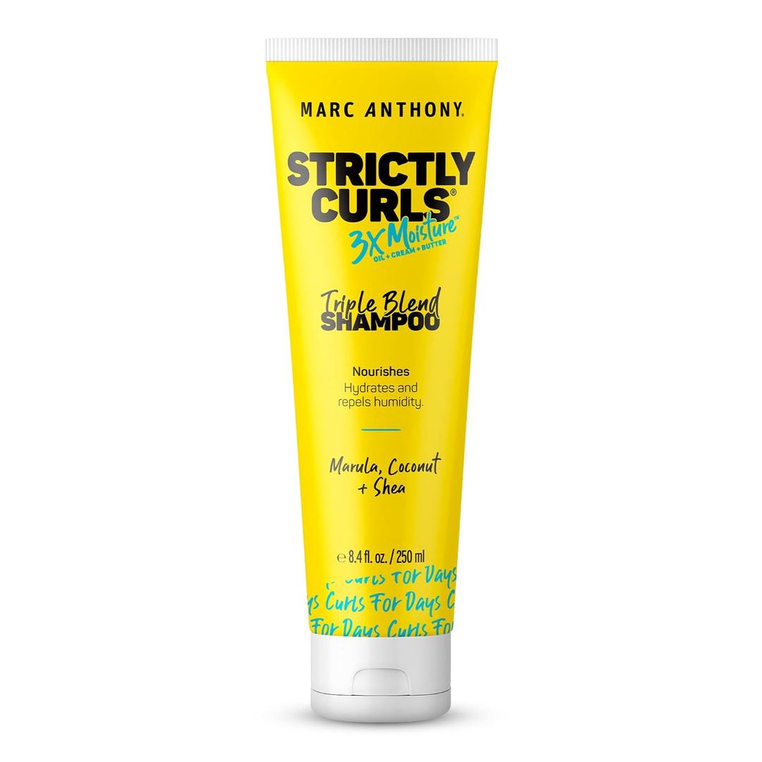 Marc Anthony Curly Hair Shampoo, Strictly Curls - 3x Moisture For Curl Defining & Curl Enhancing - Shea Butter, Marula Oil, Aloe Vera & Coconut Cream - Sulfate Free & Color Safe For Dry Damaged Hair (8.45 Fl Oz (Pack of 1))