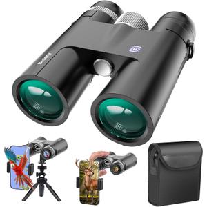 18X50 High Powered Binoculars for Adults with Upgraded Phone Adapter, Tripod and Tripod Adapter,Waterproof Compact Binoculars with Low Light Vision for Bird Watching,Travel,Sightseeing (Black)