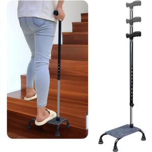 Stair Climbing Cane Lifts for Seniors Half Steps Assist Walking Sticks Elderly Stair Walker Devices Standing Aid Adjustable Mobile Portable Stairlifts 4 Prong Helper Up and Down Stairs