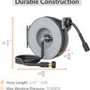 Giraffe Tools Pressure Washer Hose Reel 65ft, Retractable Power Washer Hose Reel, Heavy Duty, Wall/Floor Mounted, 3200 PSI, Silver