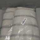 DriftAway Farmhouse Linen Blend Blackout Curtains 84 Inches Long for Bedroom Vertical Striped Printed Linen Curtains Thermal Insulated Lined Treatments for Living Room 2 Panels W52 x L84 Grey (Gray Stripe-grommet)