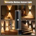 2 Pack Motion Sensor Wall Light, Rechargeable Wall Sconces Battery Operated with 3 Colors & Dimmable, Magnetic Wireless Wall Sconces for Stair Bedroom Hallway Bathroom (Black)