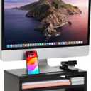 Mind Reader Monitor Stand with Phone Slot and Storage Shelf, Desktop Riser, 88 lb Capacity, MDF Wood, Black