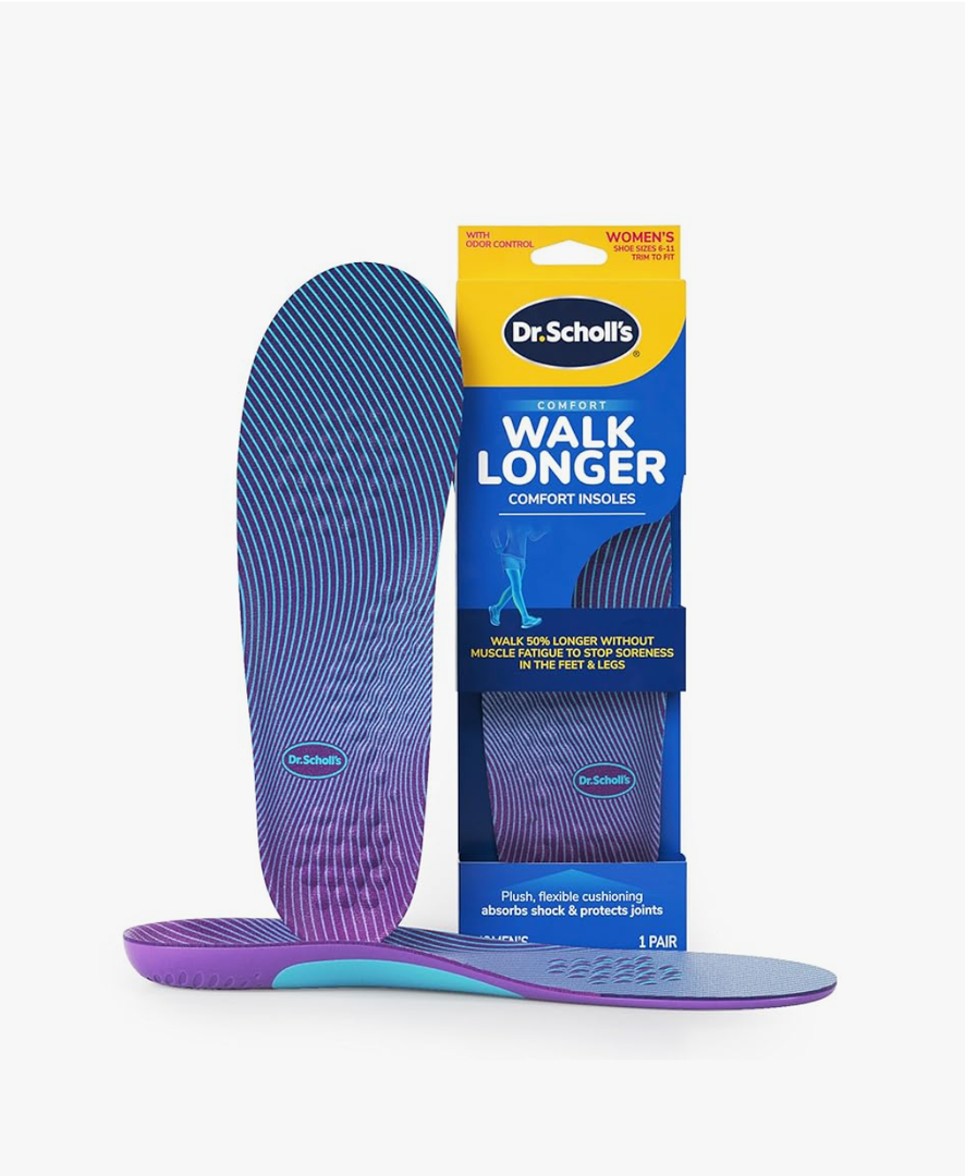 Dr. Scholl's Walk Longer Insoles - Comfortable Plush Foam Cushioning Inserts for Walking, Hiking, and Standing on Feet All-Day with Arch Support - Walk 50% Longer Without Muscle Fatigue