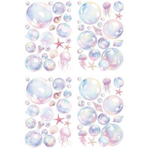4 Sheets Bubble Wall Decals, Colorful Bubble Wall Cutouts Decal Ocean Decor Sticker Ideal Background Decorations for Bathroom Birthday Under The Sea Mermaid Theme Party(Style 1)