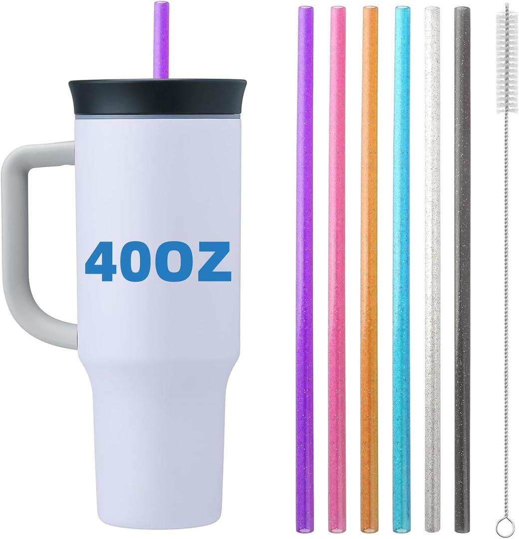2 x Straws for Owala Insulated Bottle 40oz Tumbler 6x Replacement Straws with Cleaning Brush for Owala 40oz PETG Food Grade