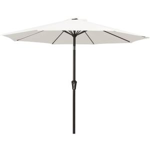 MEWAY 9ft Patio Umbrella Outdoor Table Umbrellas with Push Button Tilt and Crank, Market Umbrella 8 Sturdy Ribs for Deck, Garden, Pool and Backyard, Creamy-white