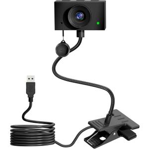 Webcam for PC, HD1080P 30fps Laptop Camera USB with Adjustable Gooseneck with Zoom, Full-Body View for Presentation Desktop Computer Video Calls Teams Skype (Black)