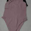 OQQ Women's 3 Piece Bodysuits Sexy Ribbed Strappy Square Neck Sleeveless Tummy Control Tank Tops Bodysuits (Large, Black, Hide Pink, White)