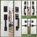 Moquin Double Front Door Lock Set, Oil Rubbed Bronze Square Front Door Hardware Set with Dummy, Heavy Duty Door Handle with Deadbolt, Double Entry Door Lock Set with Reversible Handle