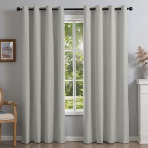 DrapeMaster Fire Retardant Blackout Curtains, 84 Inch, 2 Panels, NFPA701 Standard, Thermal Insulated, Grommet Top, Fluorine Free, for Bedroom Living Room Gray (Gray, 52" W x 84" L (Pack of 2))