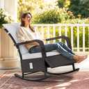 YITAHOME Outdoor Rocking Chair, Wicker Lounge Chair with Adjustment Backrest, PE Rattan Patio Recliner with Adjustable Footrest and Soft Cushions, Ideal for Garden Backyard Porch Patio